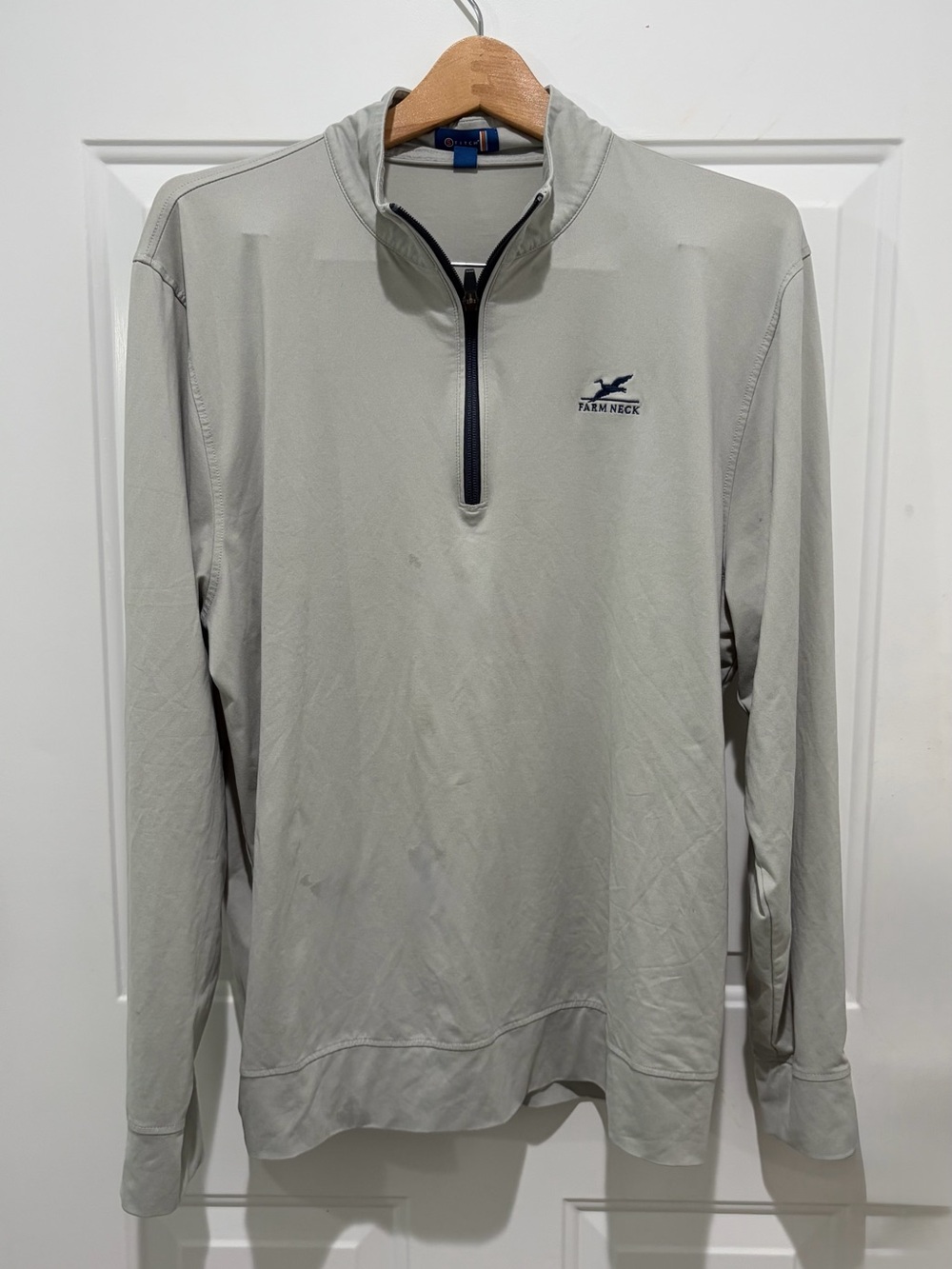 Stitch Light Grey Quarter Zip ‘Farm Neck Golf Club’ Men's Jacket, large